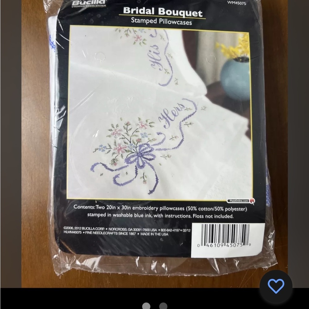 Bucilla Special Edition Stamped Pillowcases BRIDAL BOUQUET for Embroidery 1 Pair